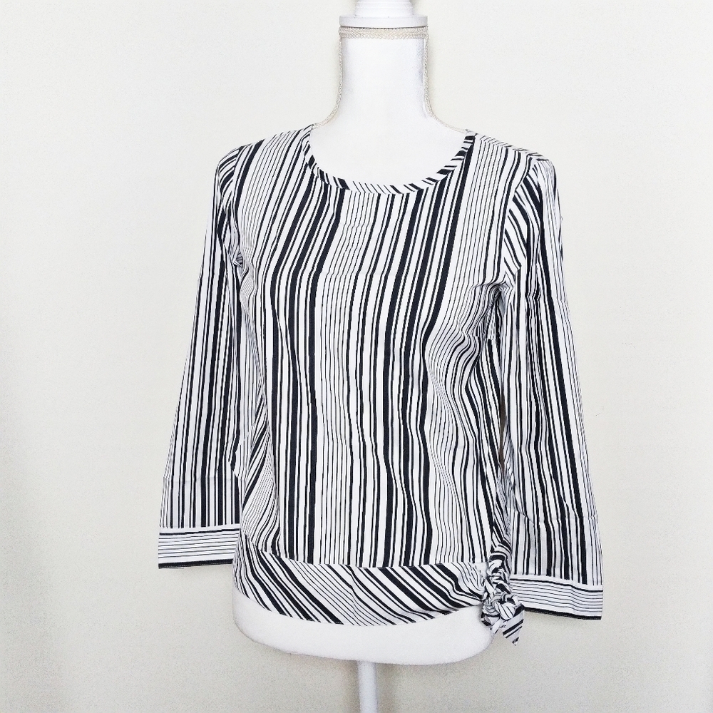 Talbots Side Tie Striped Blouse Small Petite